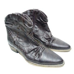 Eddie Moran Boots Womens 7.5 Brown Studded Ankle Western Wild Duces Lined